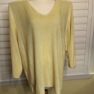 Sarah Arizona V-Neck Sweater in Buttery Yellow, Sz 3X